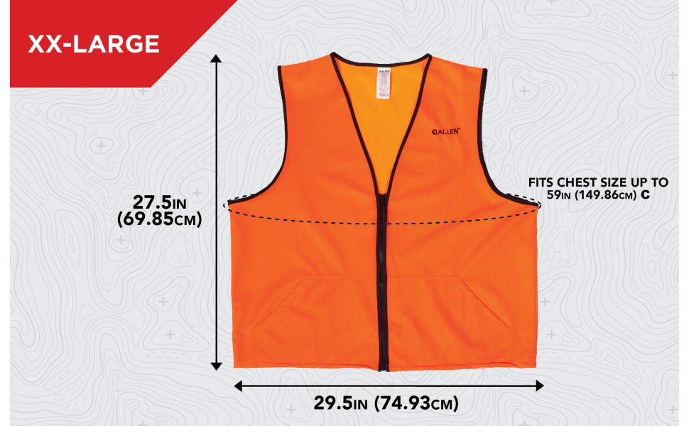 Allen Company Deluxe Safety & Hunting Vest, 2XL, Blaze Orange