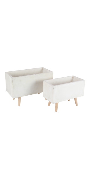DecMode Fiber Clay Contemporary Planter, White, Set of 3 DecMode Fiber Clay Contemporary Planter, White, Set of 3