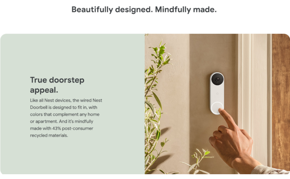 Google Nest Doorbell (Wired, 2nd Gen) - Snow GA02767-US - The Home Depot