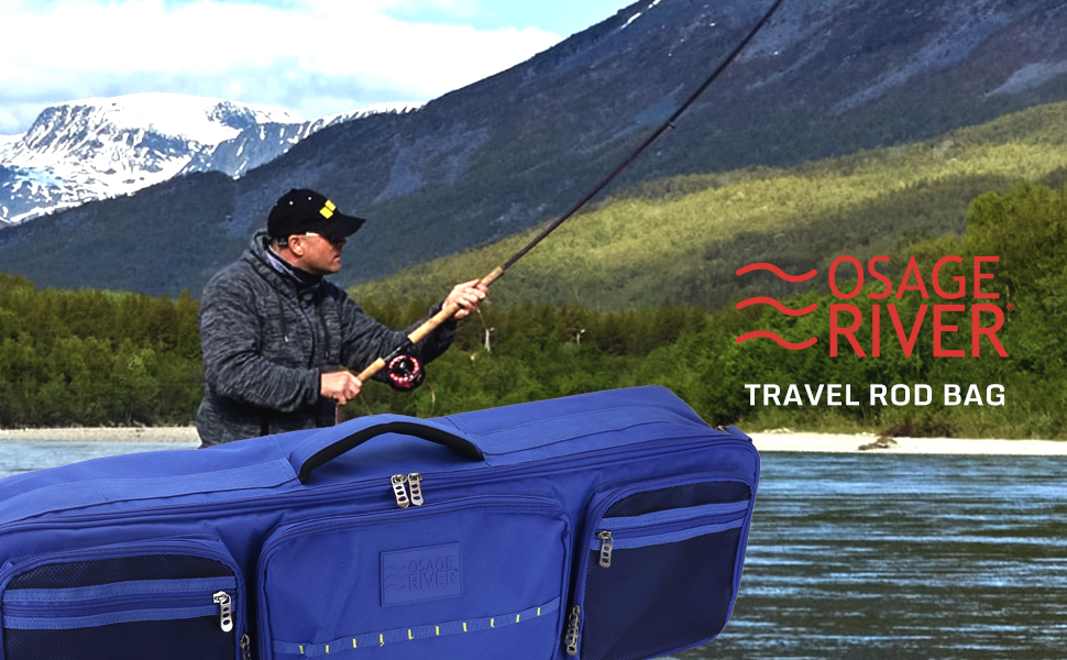 Osage River Fishing Rod Travel Bag with Adjustable Dividers, Large Tackle  and Gear Case, Heavy-Duty Zippers, Ash 
