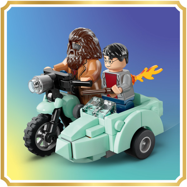Fly high with Rubeus Hagrid and Harry Potter in the sidecar.