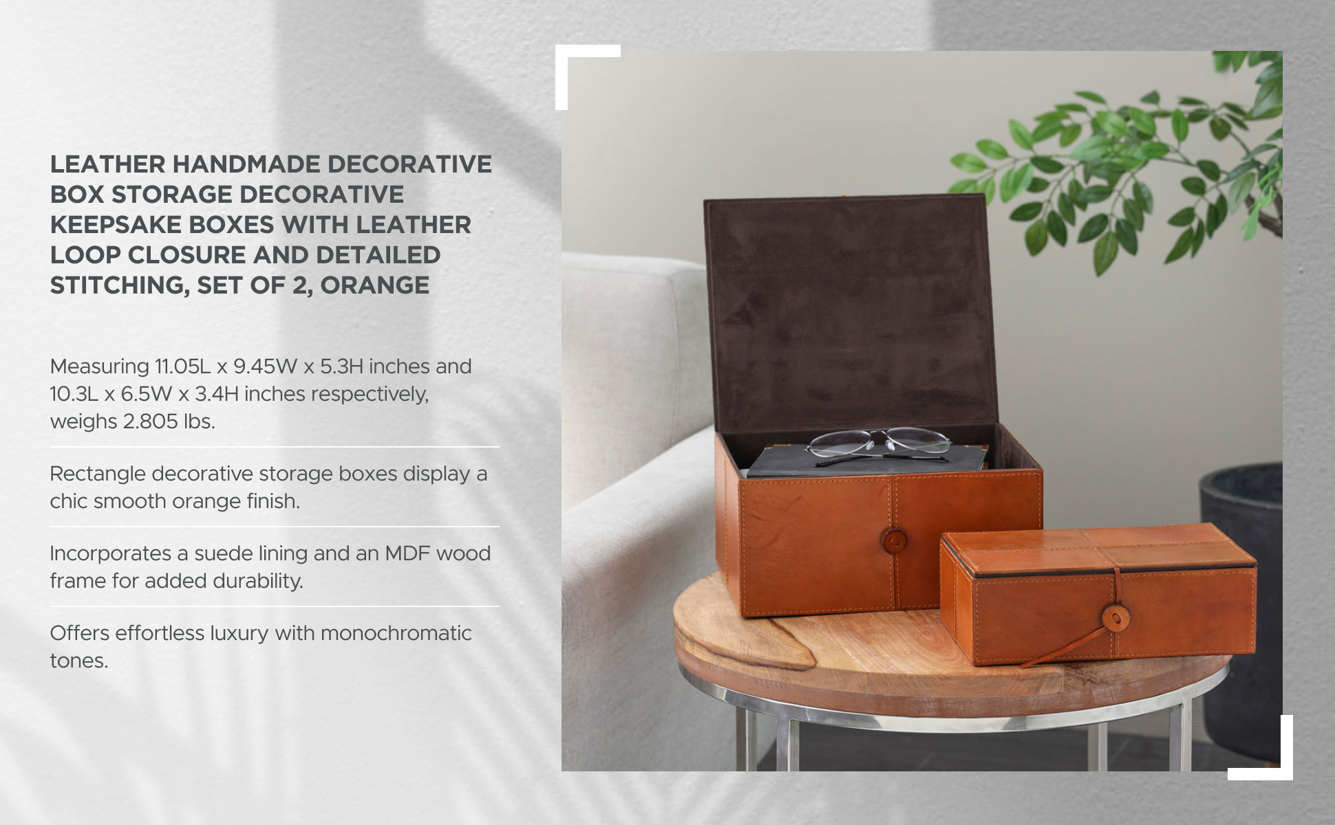 Litton Lane Rectangle Leather Storage Box with Leather Loop Closure and  Detailed Stitching (Set of 2) 045220 - The Home Depot