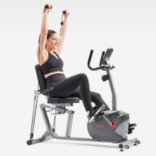 Sunny Health & Fitness Elite Interactive Series Exercise Recumbent Bike - SF-RB420046, Grey