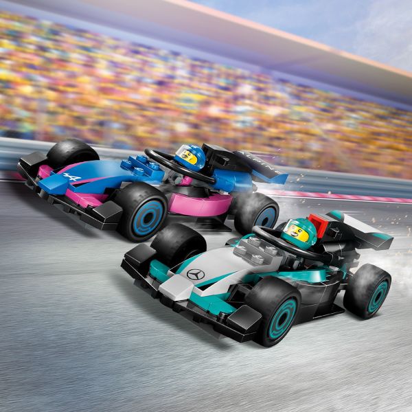 True-to-life Mercedes-AMG & Alpine Formula 1 race cars.