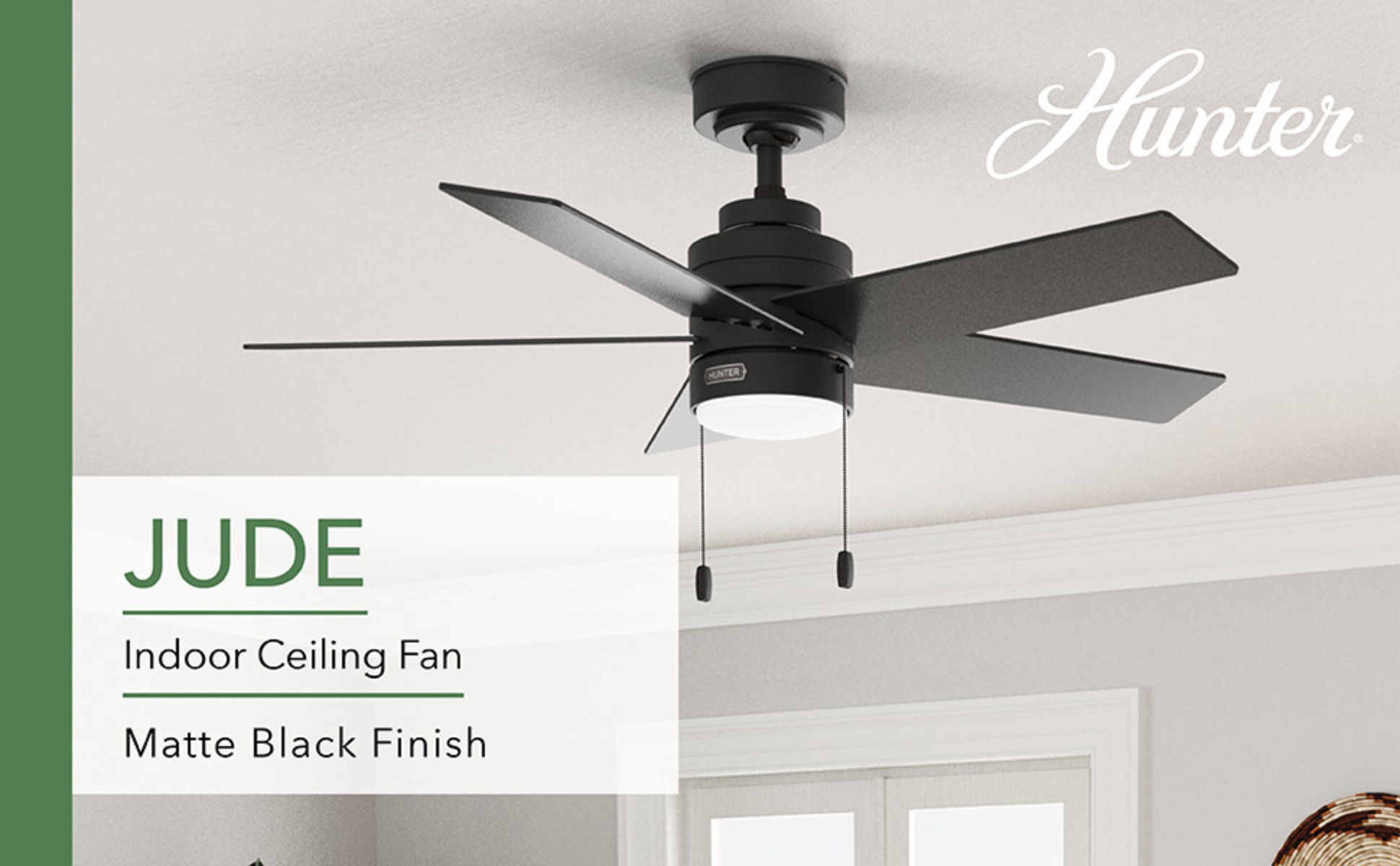 Hunter Jude 44 in. Integrated LED Indoor Matte Black Ceiling Hunter Jude 44 in. Integrated LED Indoor Matte Black Ceiling