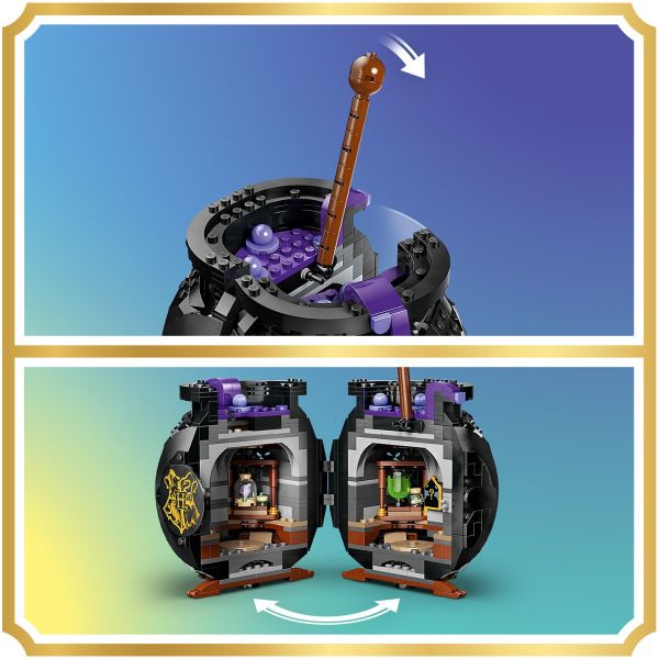 Move the cauldron’s stirring stick to reveal the classroom.