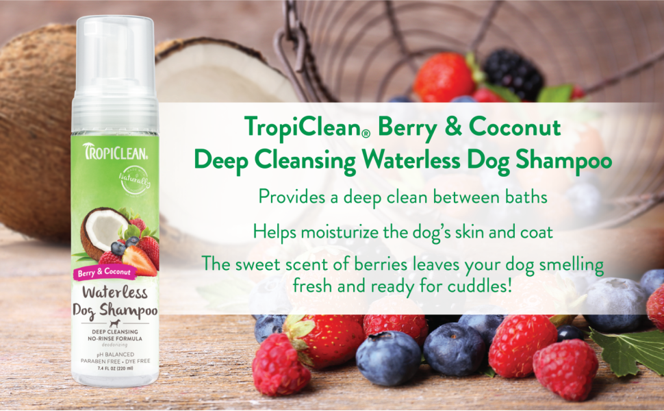 TropiClean Berry & Coconut Deep Cleansing Waterless Shampoo for Dogs, 7.4 fl. oz. Petco