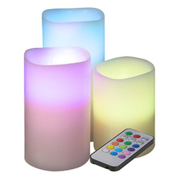 Lavish Home 3-Piece Color Changing Flameless LED Candle Set with