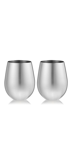 Viski Silver Wine Glasses Stemless Wine Glass Set Stainless Steel