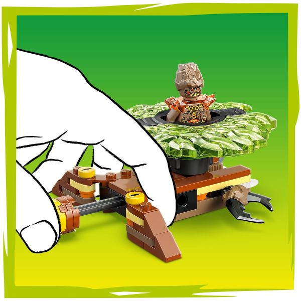 Push the launcher’s button to unleash the spinner toy.