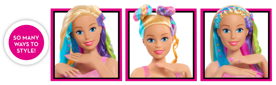 Just Play Barbie Rainbow Sparkle Deluxe Styling Head, Blonde Hair, Kids  Toys for Ages 3 Up, Gifts and Presents 