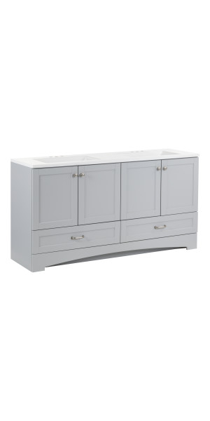 Diamond NOW Cassidy 60-in Double Sink Bathroom Vanity with White Cultured Marble Top