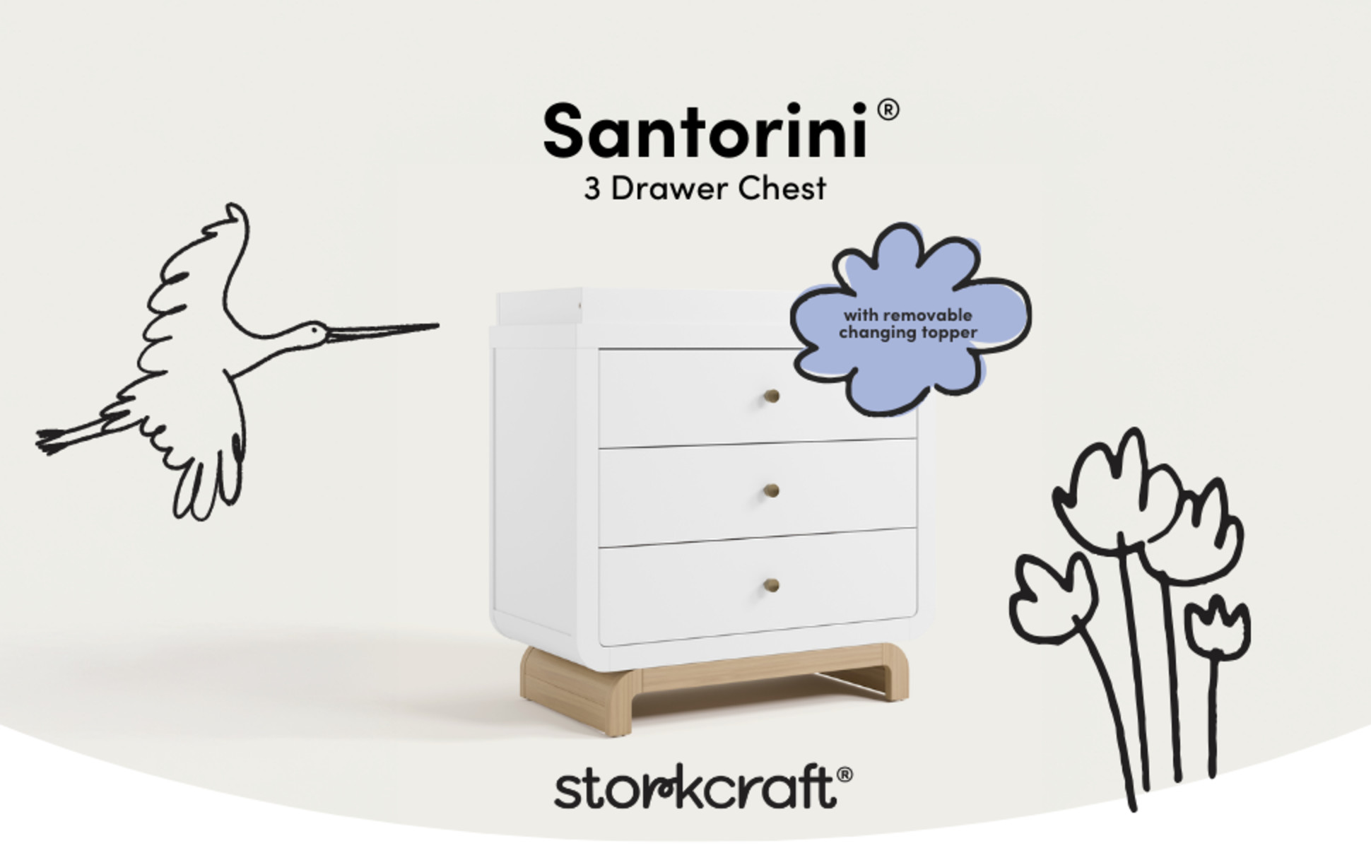 Drawer - 【flower】Drawer ボーダーロングスリーブ 1 Storkcraft® California 3 Drawer Chest with Removable