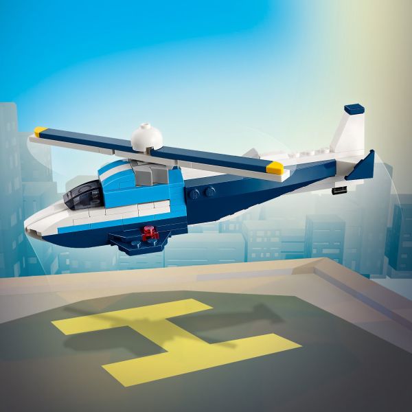 The helicopter’s rotor blade spins for great role play.