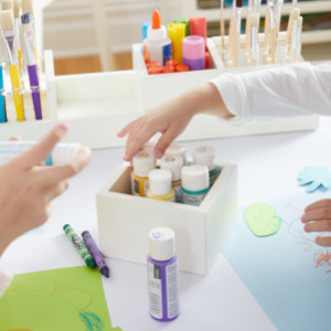 Martha Stewart Kids' Art Table and Paper Roll - Bedford Gray – Guidecraft