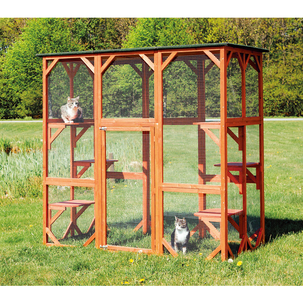 TRIXIE natura Weatherproof Wooden Cattery with Cat Perches, 38.5L