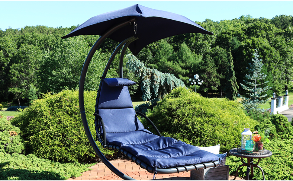 Hanging lounge chair best sale replacement cushion and umbrella