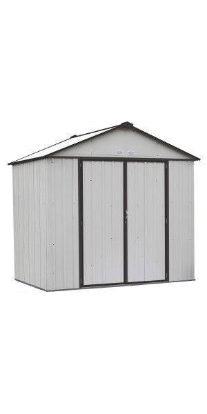 EZEE Shed Steel Storage 8 x 7 ft. Galvanized High Gable Cream with Charcoal Trim