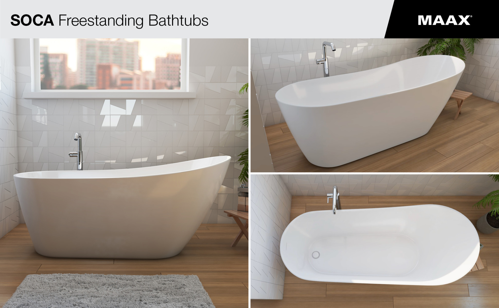 MAAX Soca 67 in. x 29 in. Acrylic Non-Whirlpool Freestanding