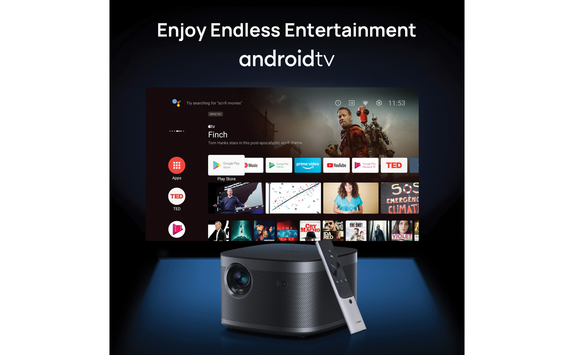 XGIMI Horizon Pro Proyector DLP WiFi Bluetooth Cine en casa, Proyector 4k,  1500 Lúmenes ISO, Altavoz Harman Kardon, Android TV 10, Enfoque automático