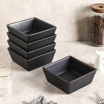 Stone Lain Grace Square Stoneware Dinnerware Set 12 Piece Service for 4 Black