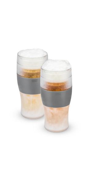 Host Freeze Beer Glasses, 16 Ounce Freezer Gel Chiller Double Wall Plastic Frozen  Pint Glass, Set Of 2, Grey, Drinkware