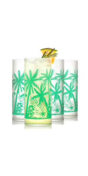 Libbey Vintage Palm Trees Cooler Glasses, 16oz, Set of 4