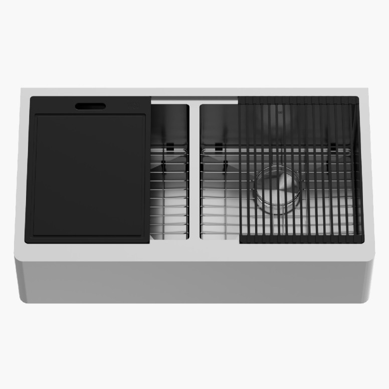 VIGO Kitchen Workstation Oxford 36-in Stainless Steel Single-Bowl Standard Flat Apron Front/Farmhouse Undermount Kitchen Sink