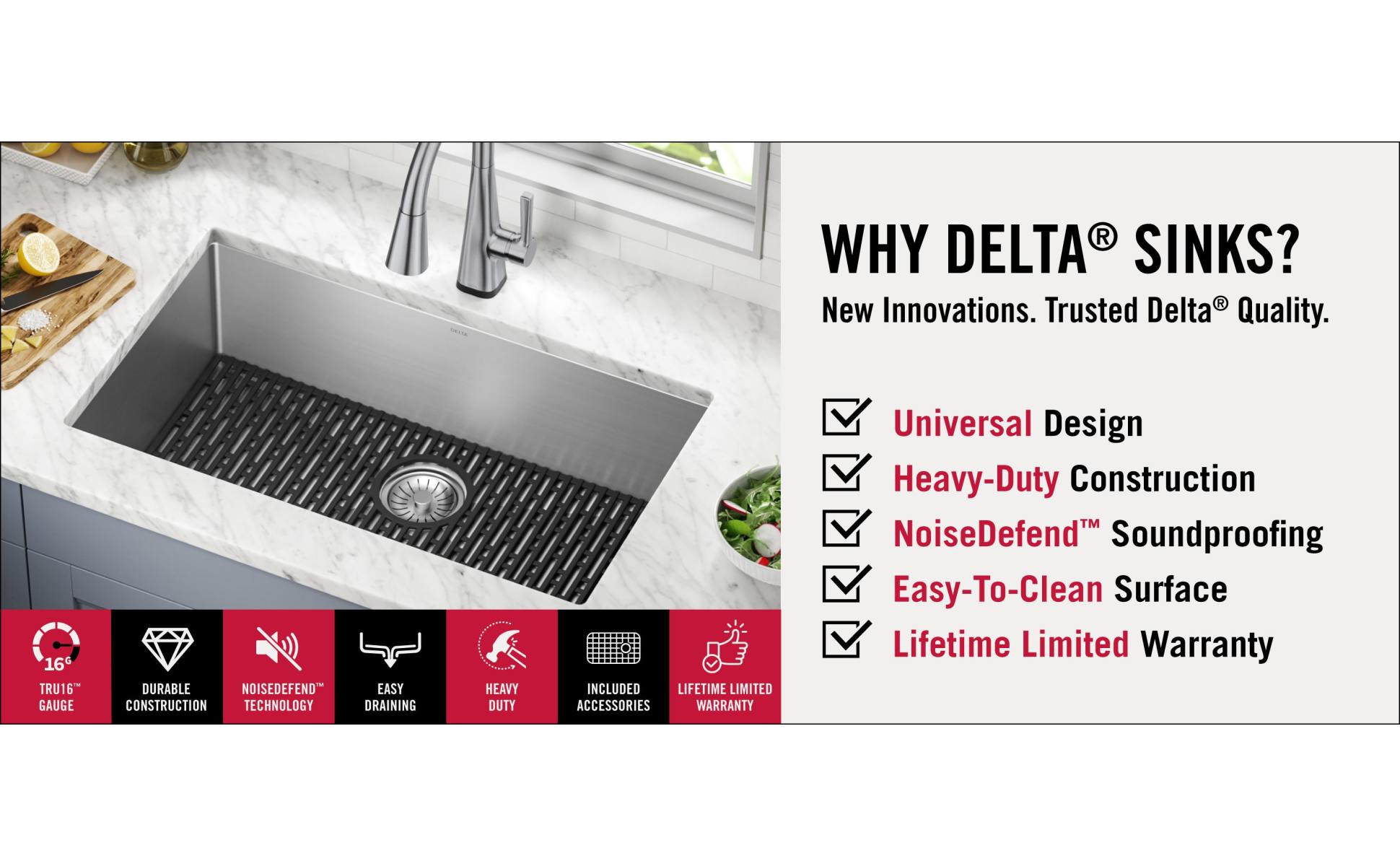 Delta Lenta 16-Gauge Stainless Steel 32 in. Single Bowl Undermount