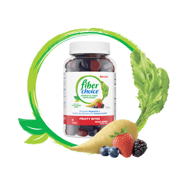 Buy Fiber Choice Fruity Bites Fiber Gummies, Helps Support Regularity*,  Prebiotic Fiber Helps Support Immune Function*, Gelatin Free 90 Count  Assorted Fruit (3 Pack) Online at desertcartINDIA