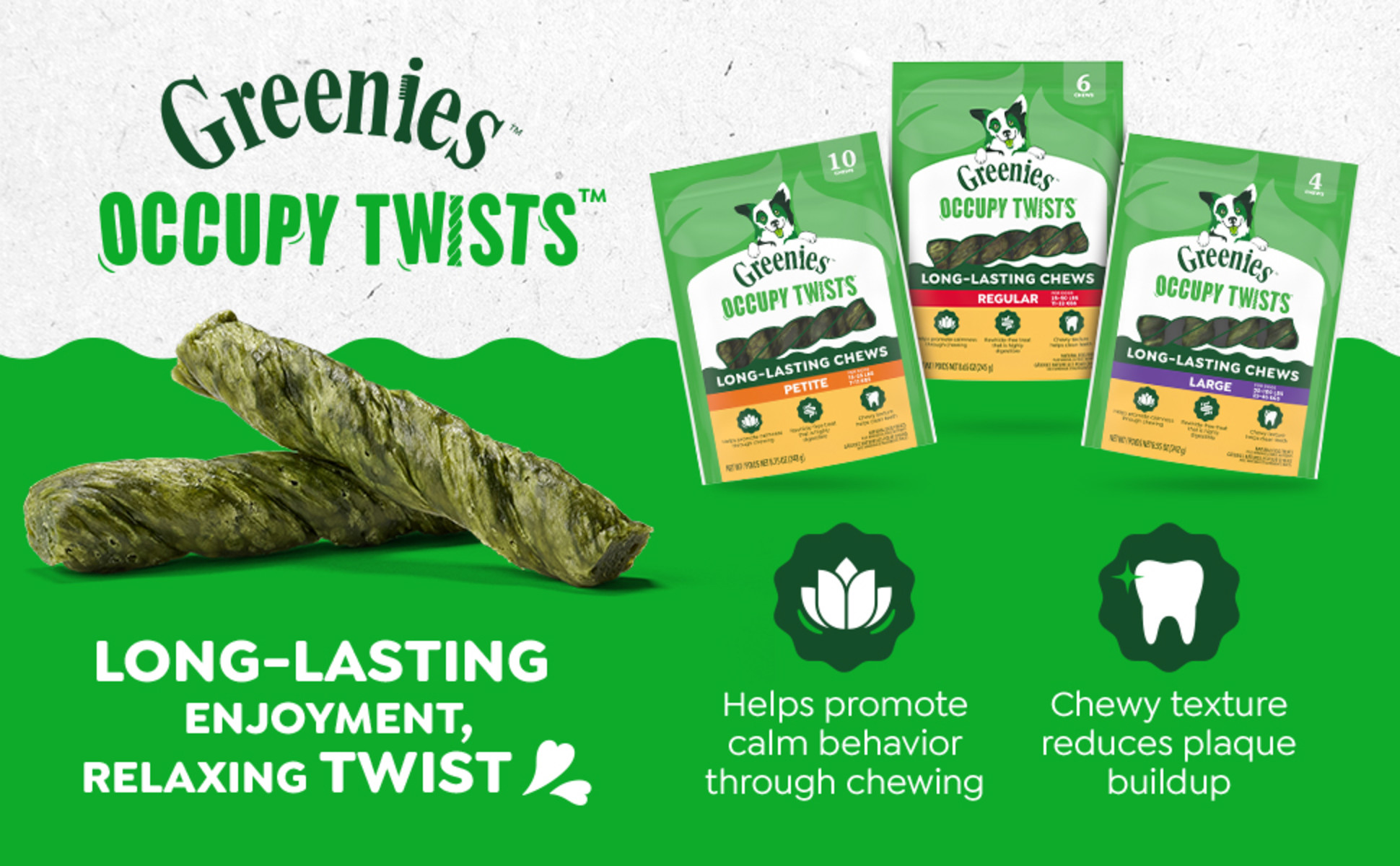 Greenies Occupy Twists Natural Dog Treats Large Breed, Chicken