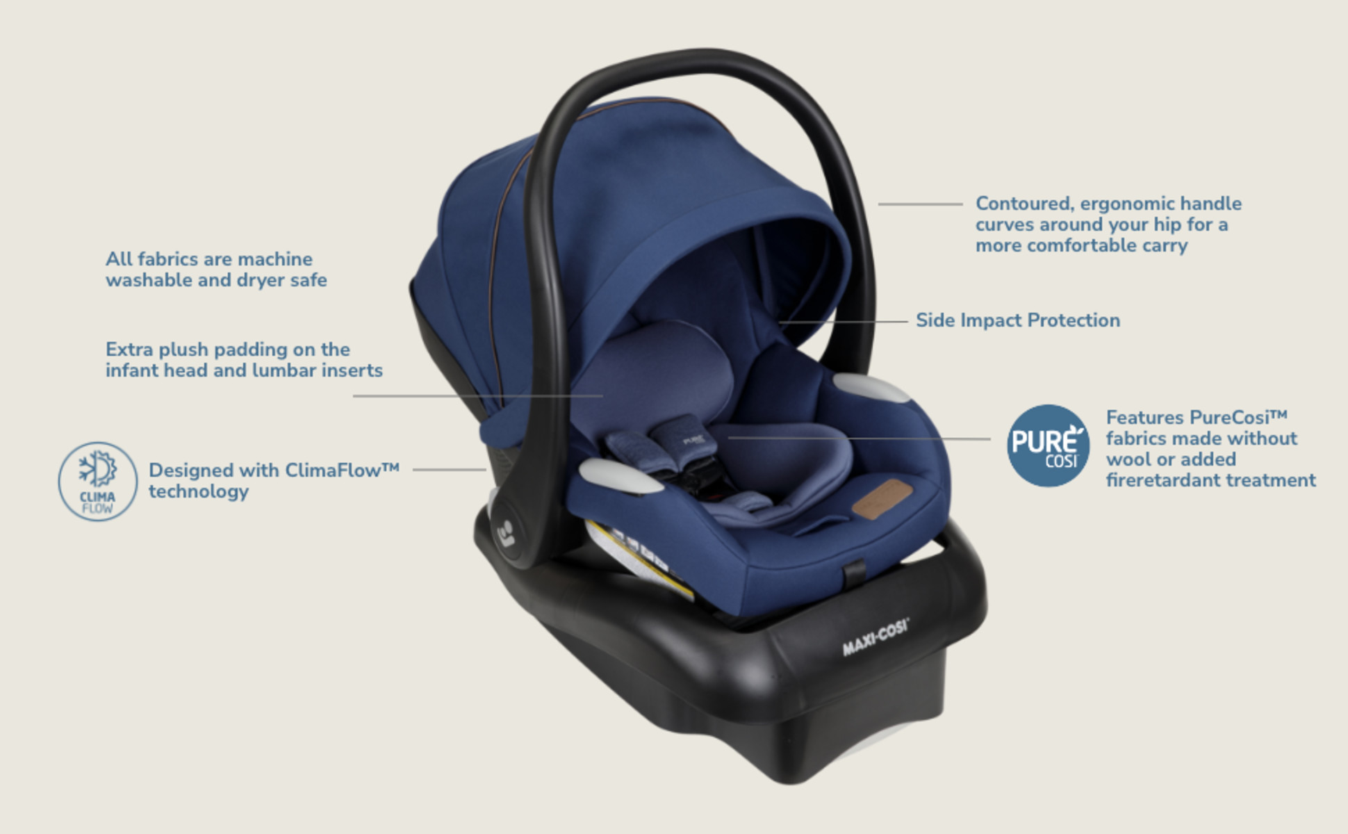 Car Seat, Luxe Infant Glow, Maxi-Cosi Mico Stone
