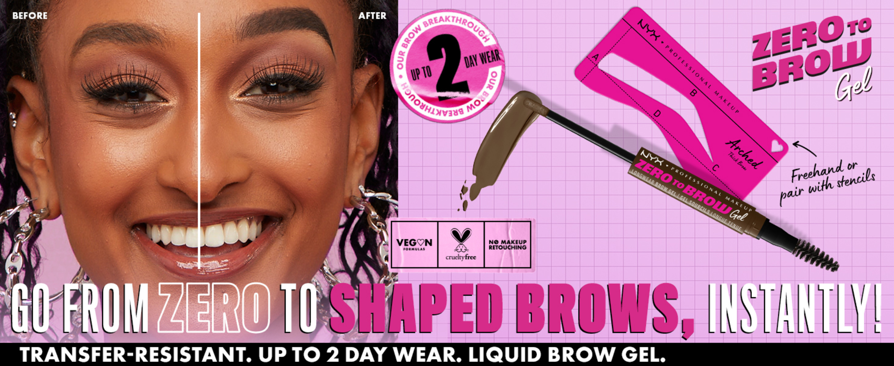 NYX Professional Makeup Zero to Brow Longwear Eyebrow Gel, Black