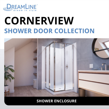 DreamLine DL-6710-88-09 Cornerview 36D x 36W Framed Sliding Shower Enclosure and Shower Base Kit - Satin Black