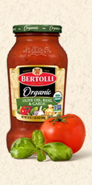 Bertolli Organic Traditional Olive Oil, Basil & Garlic Pasta Sauce, 24 oz.