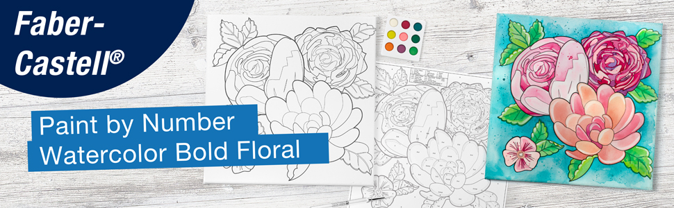 Watercolor by Number: Paint by Number Watercolor Bold Florals –  Faber-Castell USA