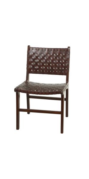 DecMode Contemporary Dining Chair with Polished Brown Teak Wood