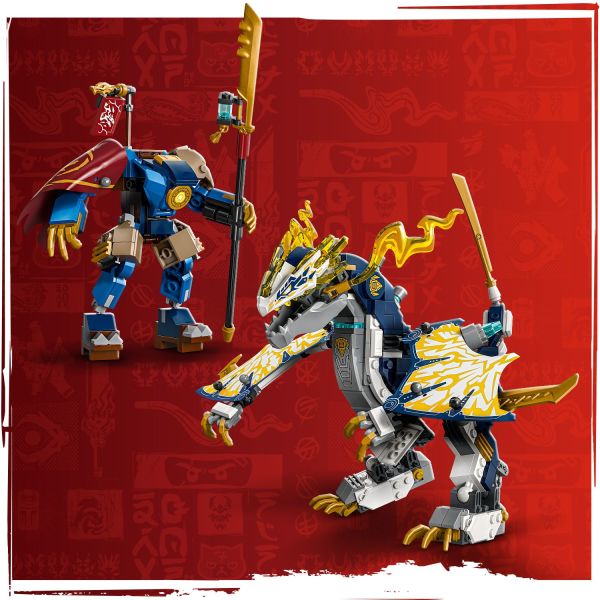 Mech and dragon have posable features.