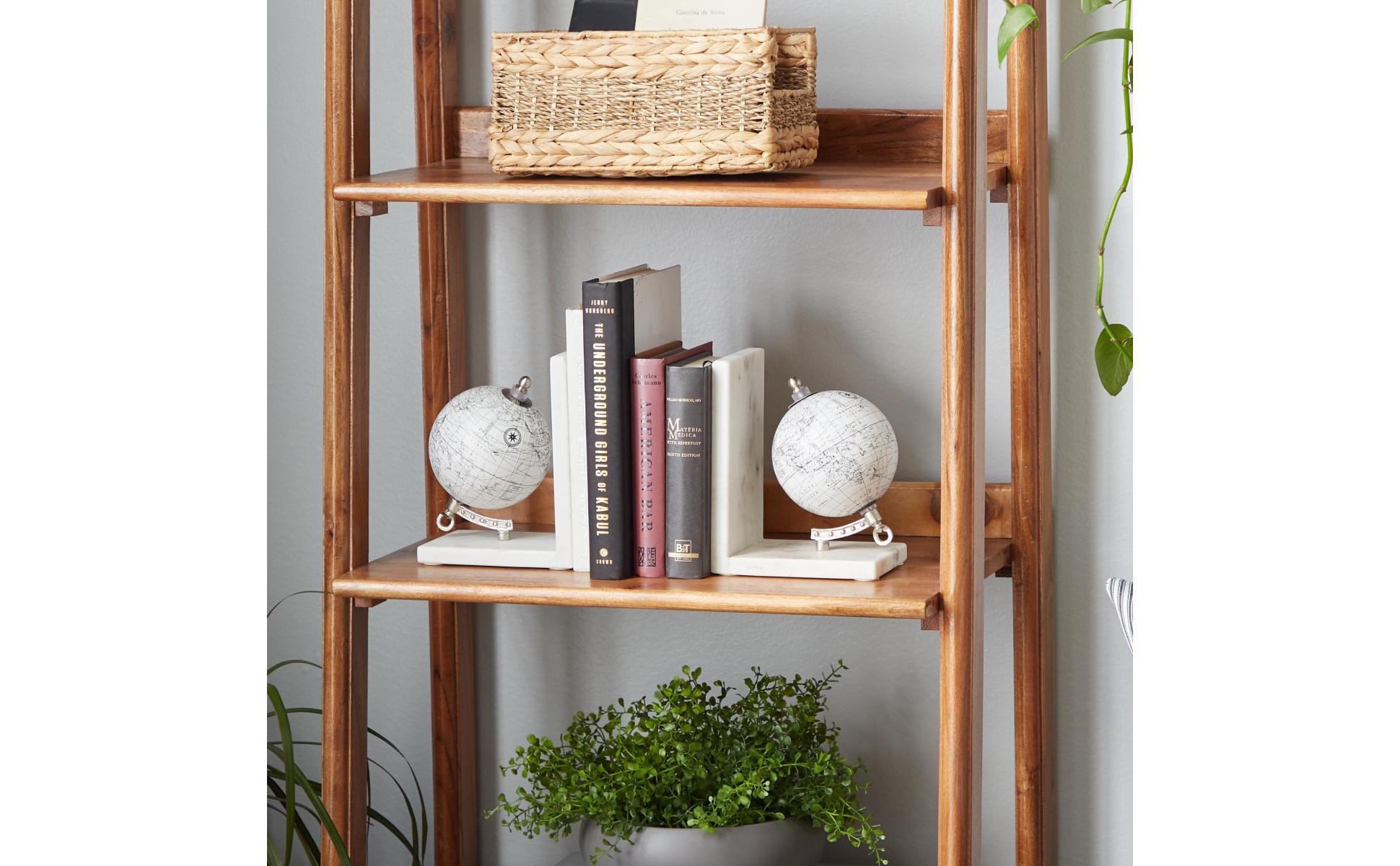 Litton Lane White Marble Globe Bookends with Marble Bases Litton Lane White Marble Globe Bookends with Marble Bases