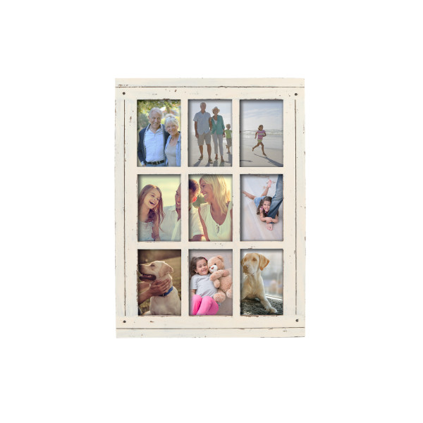 4X6 Wall Hanging Picture Frames Collage with 4 Opening Distressed White  Frames