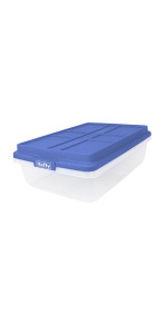 Hefty 32 Qt. Clear Storage Bin with Blue HI-RISE Lid 