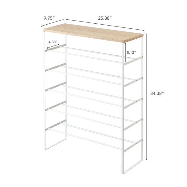 Yamazaki Home Six-Tier Shoe Rack, White, Steel, Holds 18 to 21