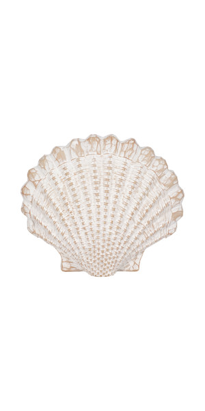 8" Sea Scallop Shell Woven Pattern, White