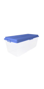 Hefty 72-Quart HIRISE Clear Storage Container with Divider, Smoke Blue Lid  - Sam's Club
