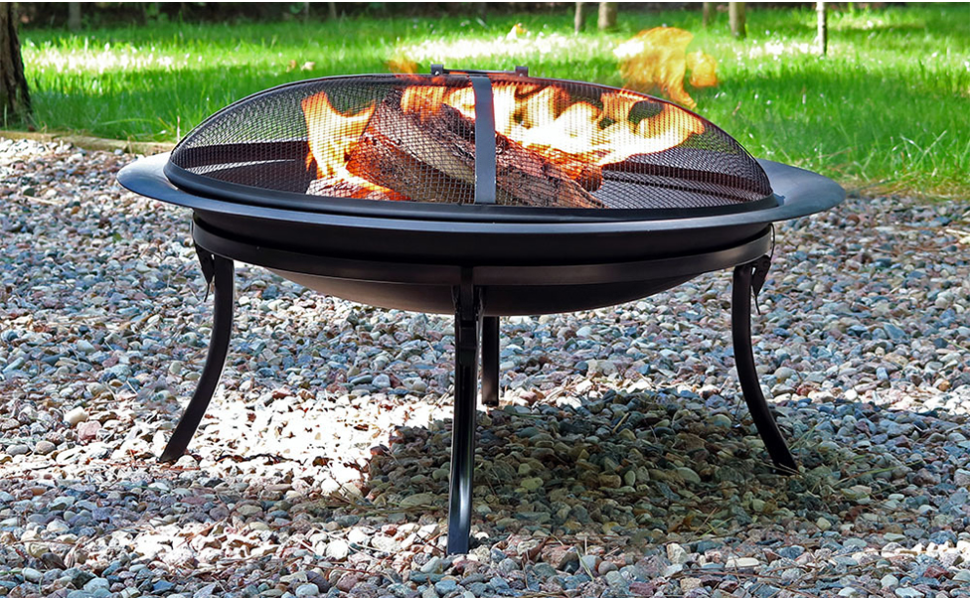 Sunnydaze Rustic Cast Iron Fire Pit Bowl - Steel 34 inch