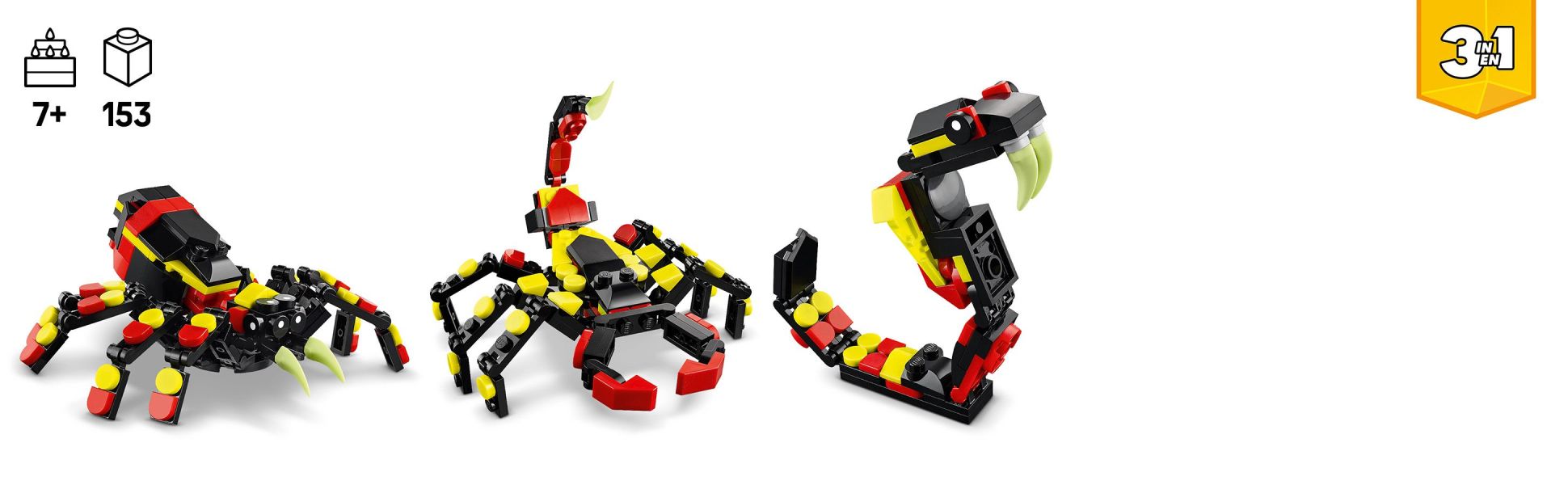 Kids aged 7 and up enjoy a fun building experience before playing out exciting stories with 3 posable LEGO animal toys.