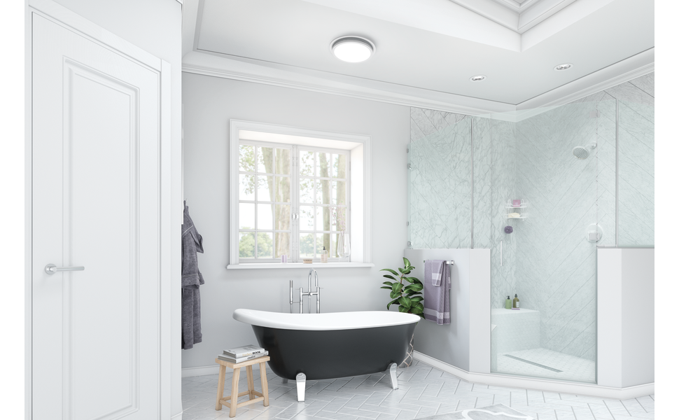 HOMEWERKS Decorative White 110 CFM Ceiling Mount Bathroom Exhaust Fan with  Bluetooth, Humidity Sensor, and LED Light 7130-20-BT - The Home Depot