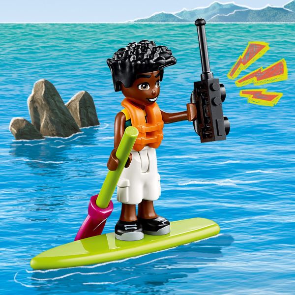 Comes with a life jacket, paddleboard and walkie-talkies.