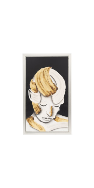 36x59, Hand Painted Deep Thought, Wht/gld