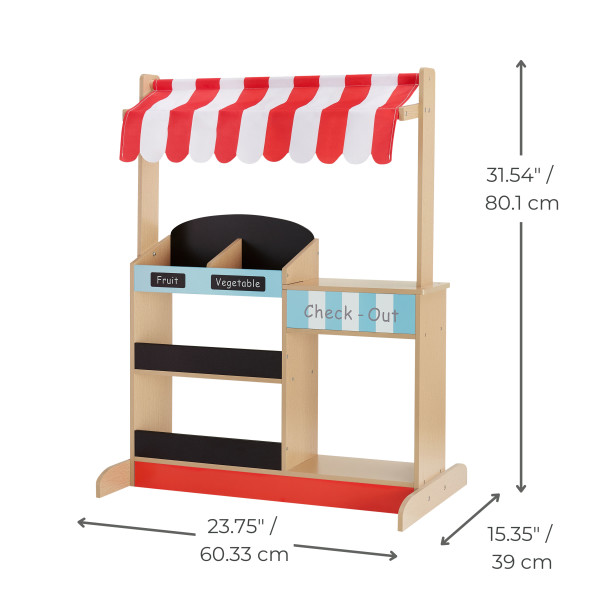 Teamson Kids My Little Helper Market Stand Playset with Awning and